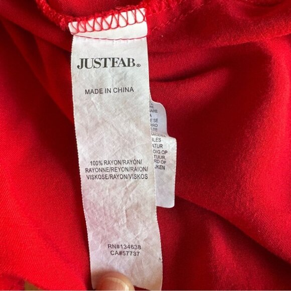 JustFab Red Embroidered Short Sleeve Dress M - Picture 10 of 11
